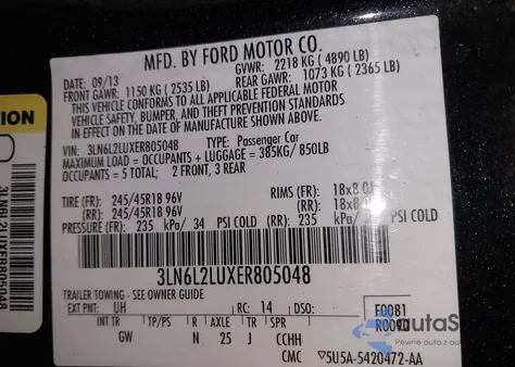 2014 Lincoln Mkz Hybrid from USA, damaged, VIN 3LN6L2LUXER805048